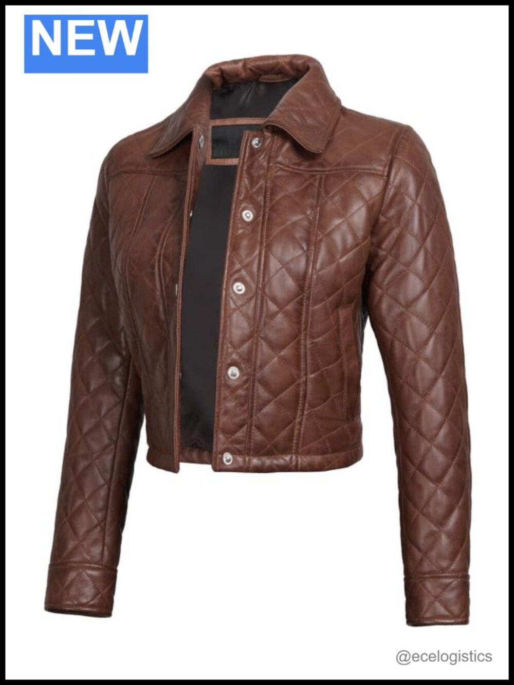 Women's Real Lambskin Leather Cropped Motorcycle Jacket Long Sleeve Quilted